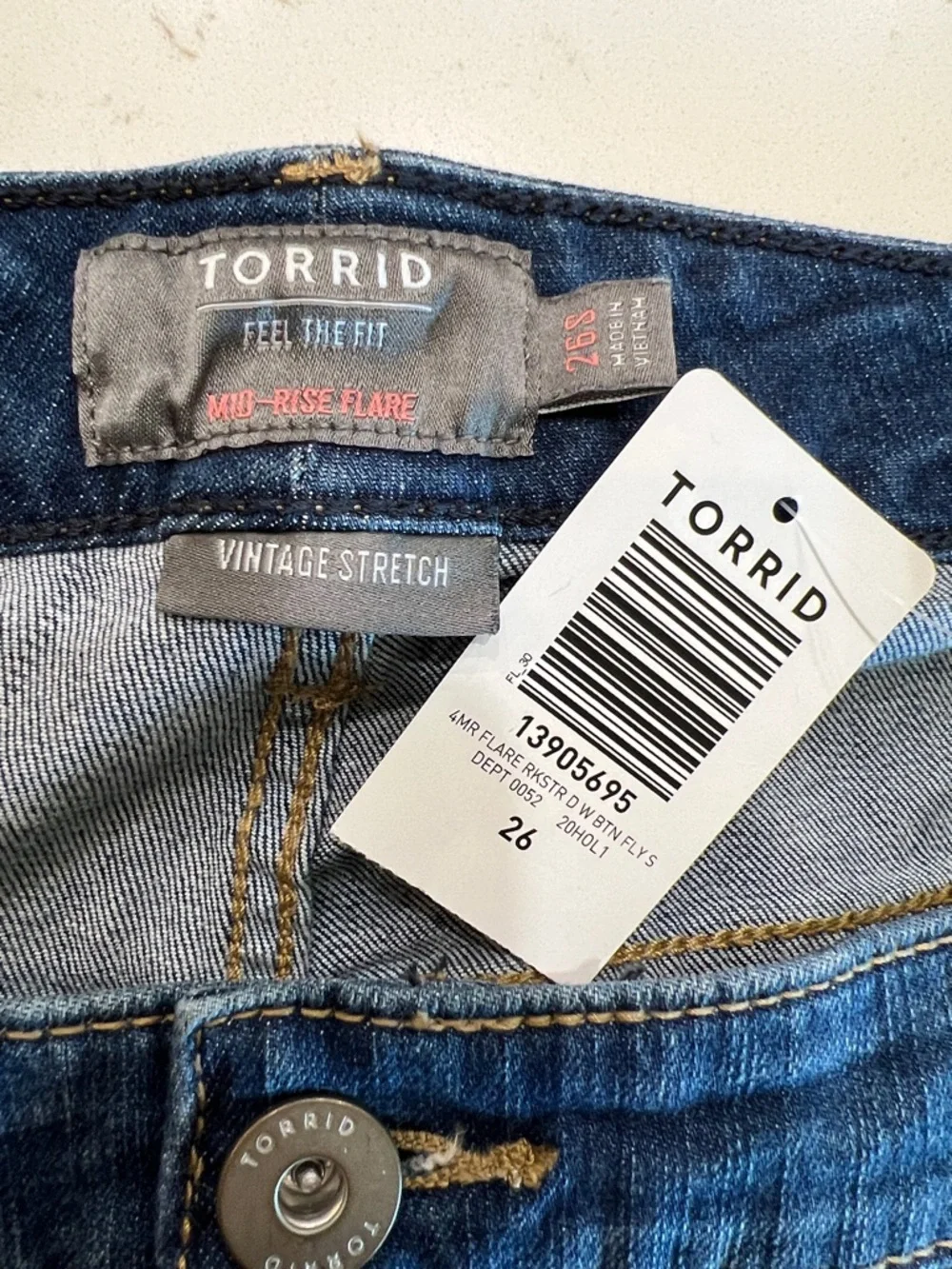 Torrid Mid Rise Flare Jeans Rockstar Dark Wash Button Fly NWT - Picture 7 of 13